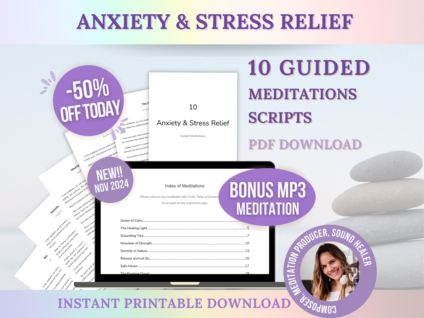 10 Anxiety & Stress Relief Guided Meditation Scripts